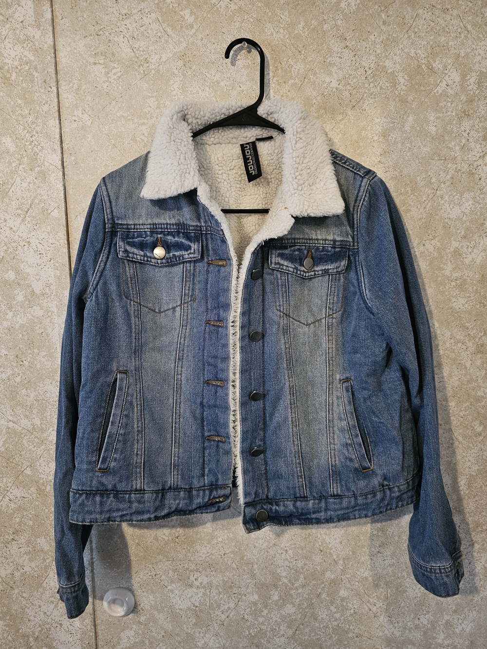 JOJOU Sherpa Lined Denim Trucker Jacket Medium Blue Jean Jacket
